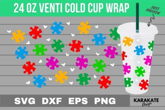 Awareness Jigsaw, 24 Oz Venti Cup Wrap