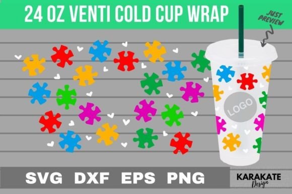 Awareness Jigsaw, 24 Oz Venti Hold Wrap