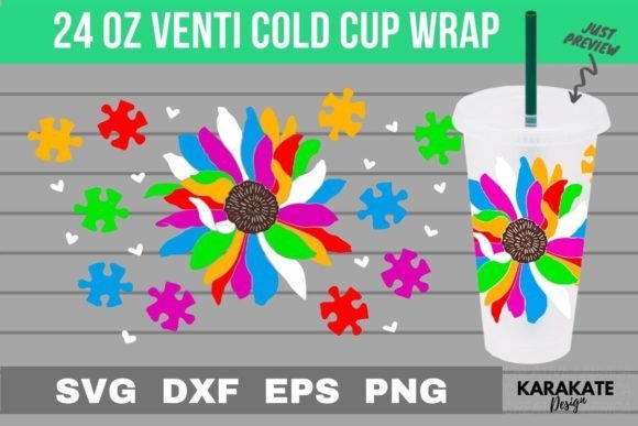 Awareness Sunflower, 24oz Venti Cup Wrap