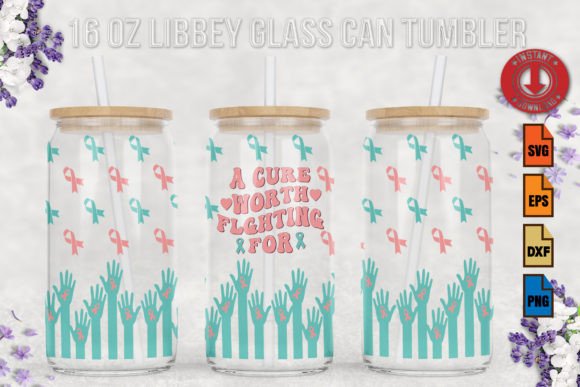 Breast Canc 16oz Libbey Glass Can Tumble