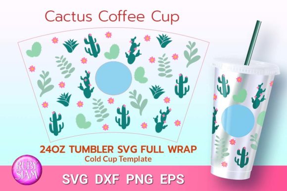 Cactus Coffee Cup, Cold Cup 24 Oz Svg