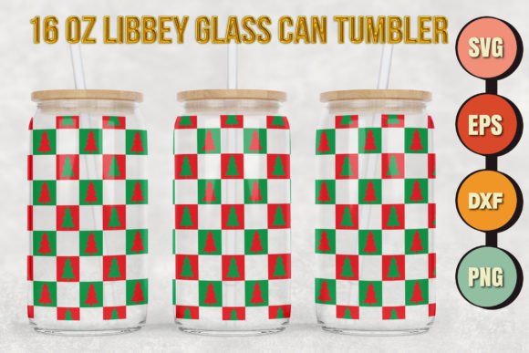 Christmas 16oz Libbey Glass Can Tumbler