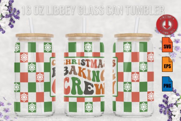Christmas Baking Crew 16oz Libbey Glass