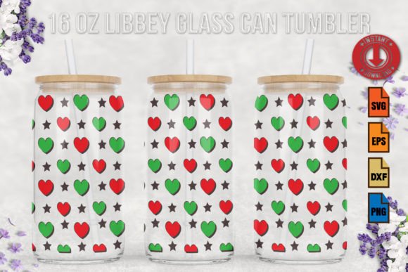 Christmas Heart SVG for Libbey Glass Can