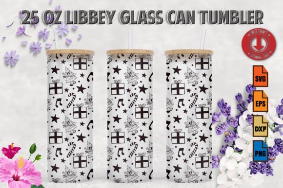 Christmas Tree 25oz Frosted Glass Tumble
