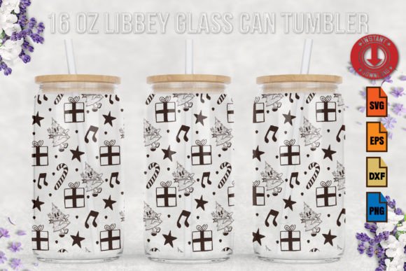 Christmas Tree SVG 16oz Libbey Glass Can
