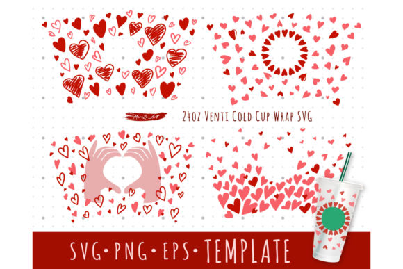Coffee Cold Cup 24 Oz Wrap Template SVG