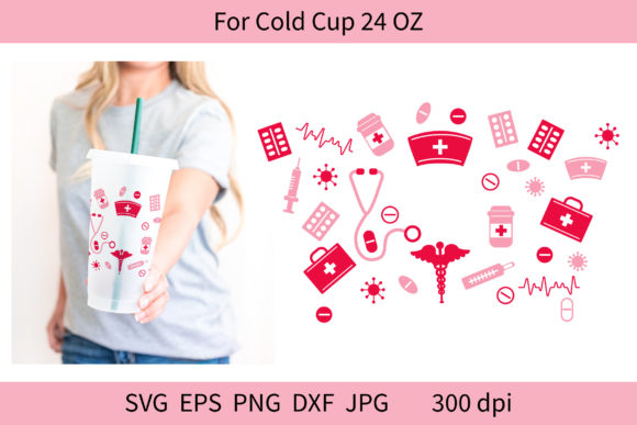 Cold Cup Wrap SVG. Nursing Tumbler. Vale