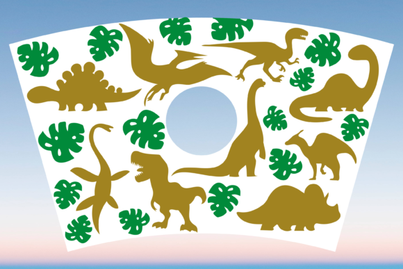 Dinosaur Monstera Starbucks Cup Wrap SVG