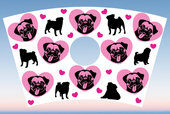 Pug Dog Mom Love Starbucks Cup Wrap SVG