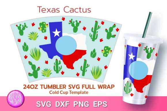 Texas State Map, Cactus Lovers, 24oz Cup